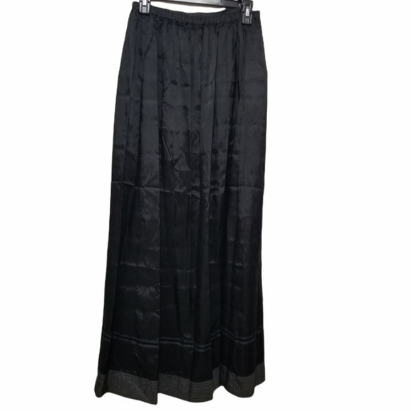 Krista Larson Elastic Waist Black Acetate Long Full Skirt One Size - Picture 2 of 10